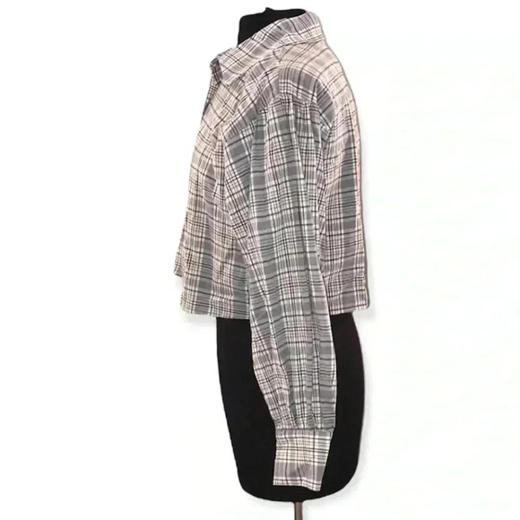 Sans Souci Cropped Plaid Blouse Size M - Picture 2 of 5
